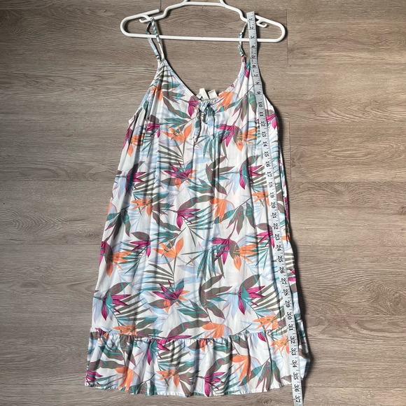 ROXY Tropical‎ Floral Womens Sundress Dress White Cream Sleeveless Medium Summer - Picture 8 of 9
